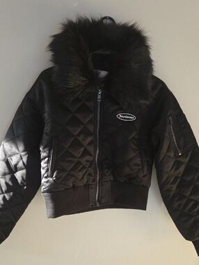 Juicy Couture Quilted Satin Effect Crop Jacket Sz M NWT